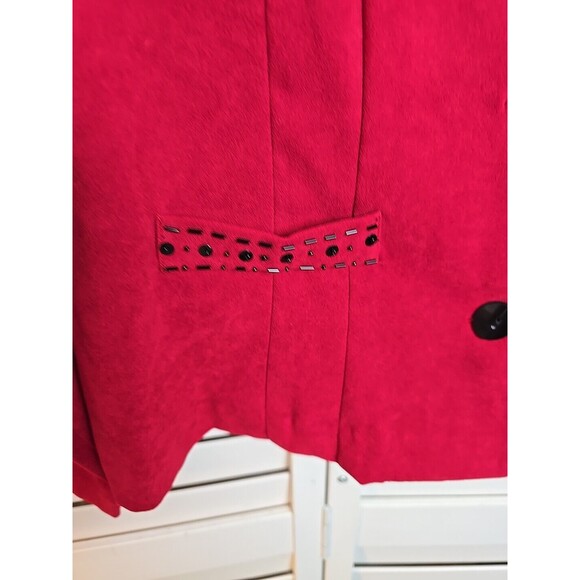 KS Collection Women’s Size 14 Cherry Velour Jacket Beaded Accents Button Front - Picture 5 of 8